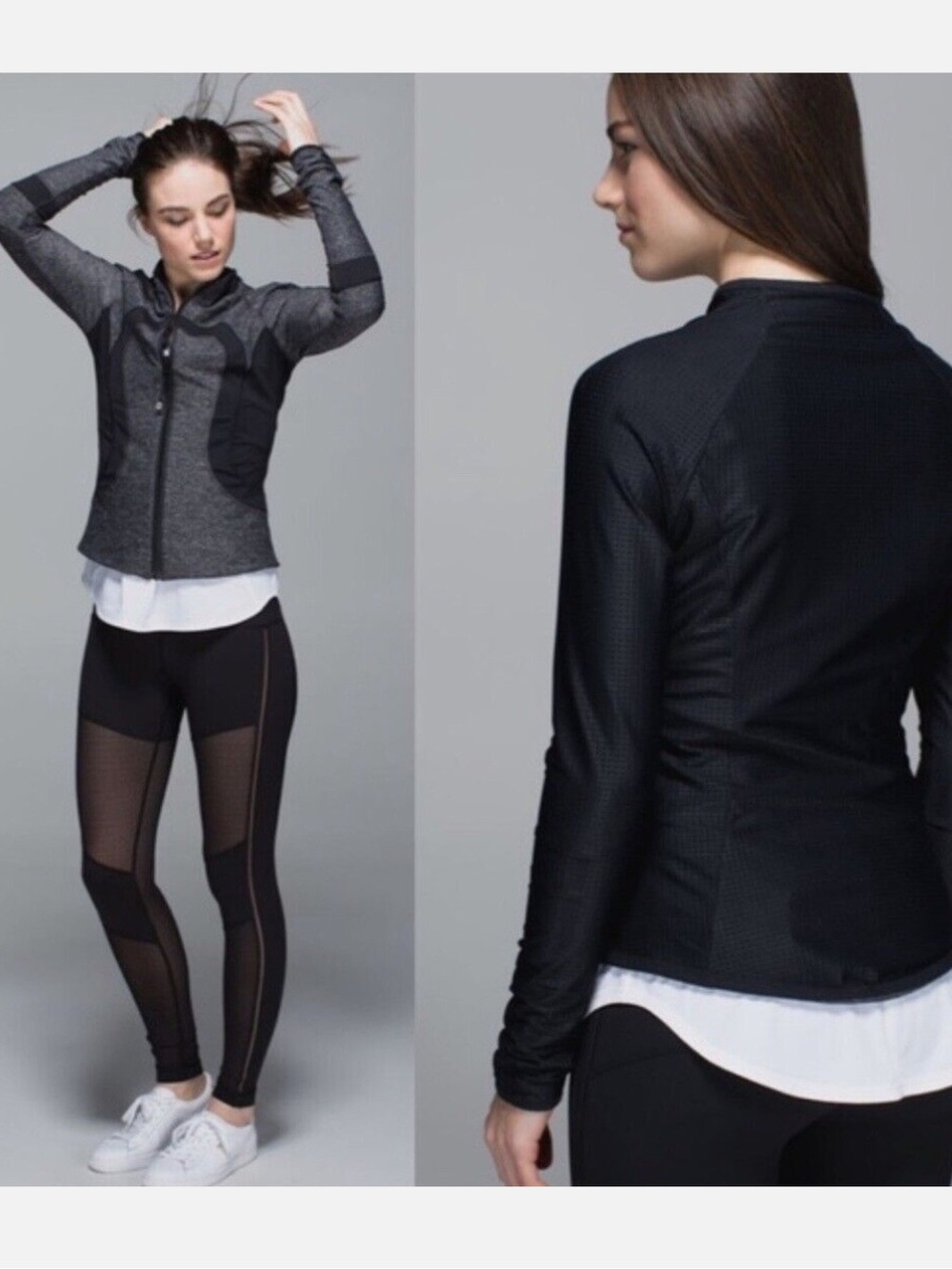 lululemon athletica Heather Gray and Black Full-Zip Utility Jacket